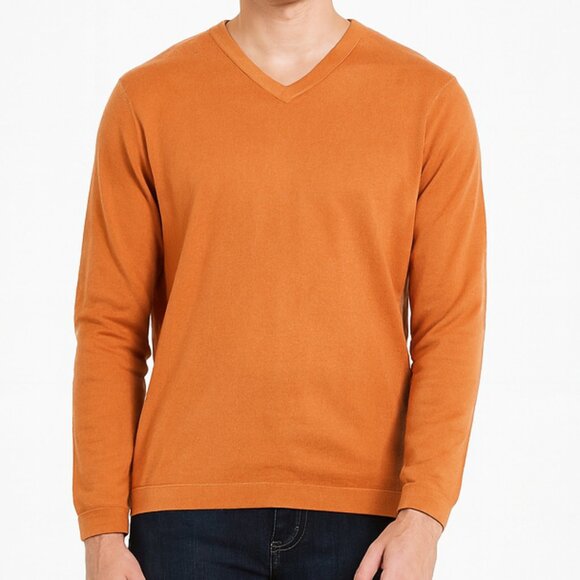 Banana Republic Men's orange v neck sweater size L office career preppy casual - Picture 1 of 11